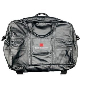 VTG Black Embroidered Bank Of America Briefcase Messenger Bag